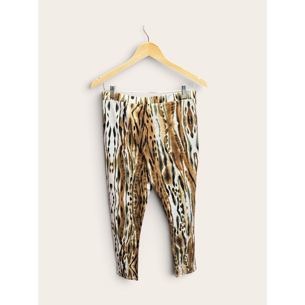 Workshop Republic Clothing Women Brown White Animal Tiger Print Leggings Large